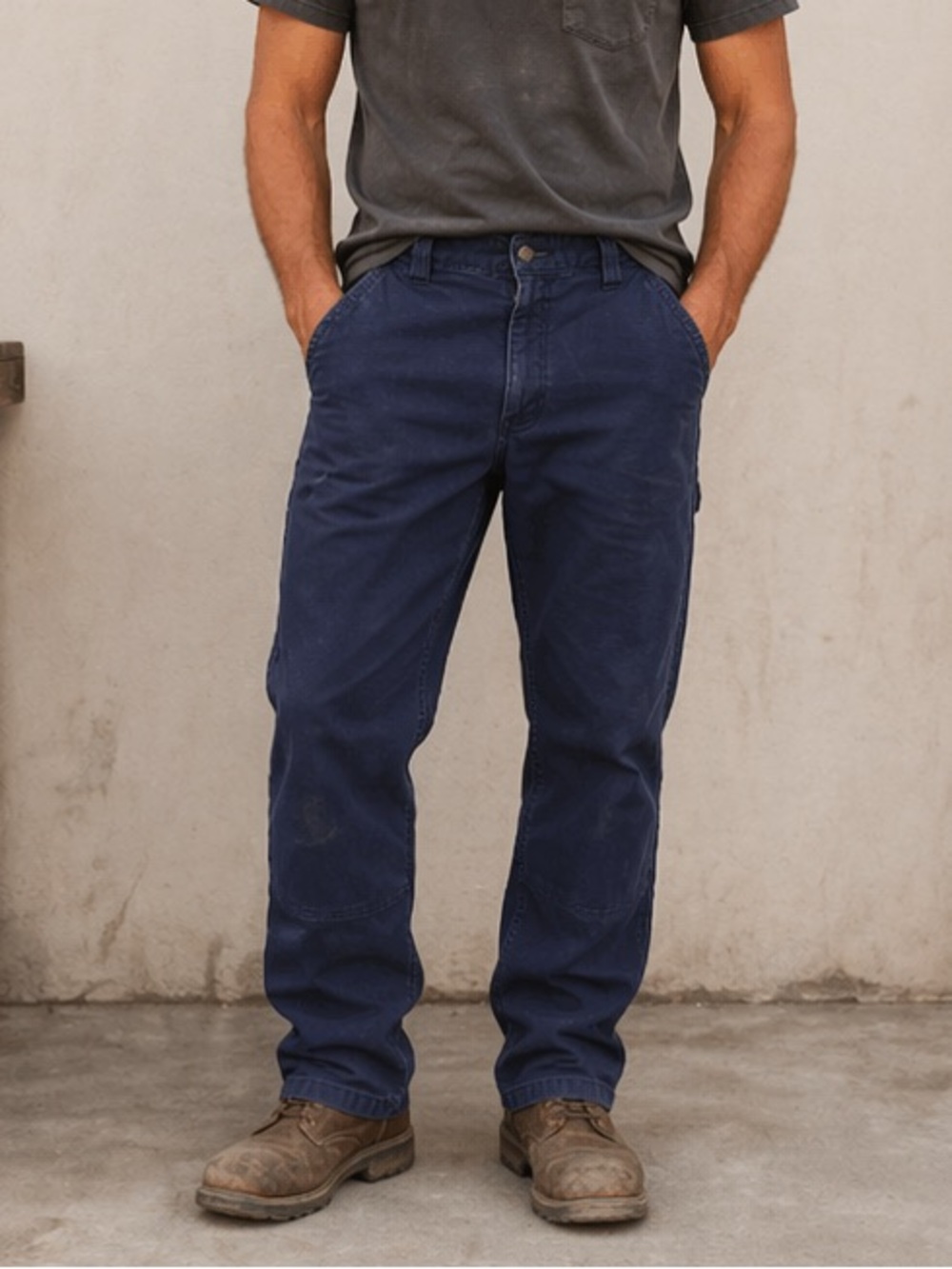 Men’s Carhartt Navy Blue Relaxed Fit Cotton Blend Work Pants size 33 x 32